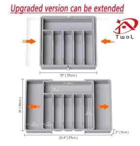 TWOL SHOP 1pcs Utensils Organizer Adjustable Cutlery Storage Tray Expandable Spoon Fork Divider Drawer Organizer