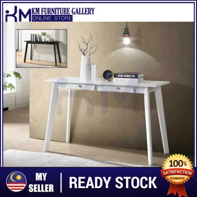 KM Furniture High Quality Console Table With 2 Drawer/ Meja Solek/ Meja Belajar (HF1240) White