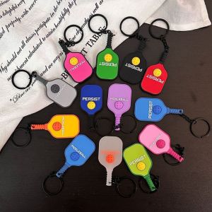 WAPKTY Dopamine Pickleball Paddle Keychain with Buckle Detachable Pickleball Key Ring Fashion Fitness Series Pendant Bag Accessories