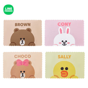 ไลน์เพื่อนแท้ 100% Line Friends แผ่นรองจาน ผ้าโพลีเอสเตอร์ทนความร้อน ป้องกันการลวก ที่รองแก้ว ผ้าปูโต๊ะกันน้ำมันกันน้ำของขวัญวันเกิดกันลื่นสำหรับเด็ก BROWN CONY SALLY CHOCO LFB65