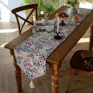 Retro Table Runner Tablecloth Milan Pastoral Garden American Jacquard Texture Classic Cover For 6/8/10/12 Seats Dining Coffee Table TV Cabinet Sideboard Tablecloth