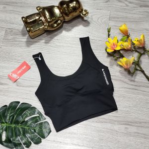 Áo bra nữ tập gym yoga aerobic thể thao kiểu dáng croptop kèm mút chất liệu thun poly thoáng mát BINSPORTS A229