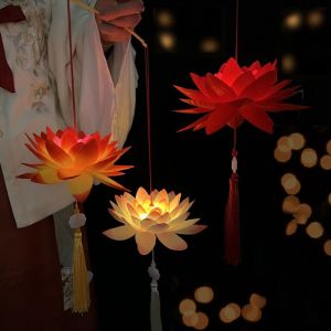 BABYBANG LED Antique Lotus Lantern Handmade Materials Luminous Chinese Portable Lantern Ancient Style Portable Childrens Toy