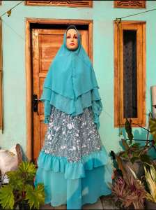 Hanamaxi Gamis Muslim Dewasa Bahan Brokat Mix Ceruty Babydoll Premium Set Khimar