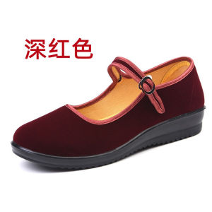 [Free Shipping] WomenS Red Canvas Shoes Suitable For Square Dancing Breathable And Comfortable Designed For Mothers Flat-Soled Soft-Bottomed And Versatile