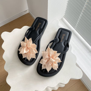 [Free Shipping] Floral flip-flops for women new summer style fashionable and sweet for going out suitable for seaside and beach vacations non-slip sandals