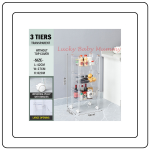 【JJ HOME】3 Tier & 4 Tier Transparent Movable Storage Kitchen Rack with Wheels / Cloud Trolley