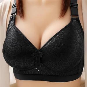 Breathable Thin Bra Without Steel Ring Comfortable Adjustable Large Breasts Appear Small Side Gathering Brassiere