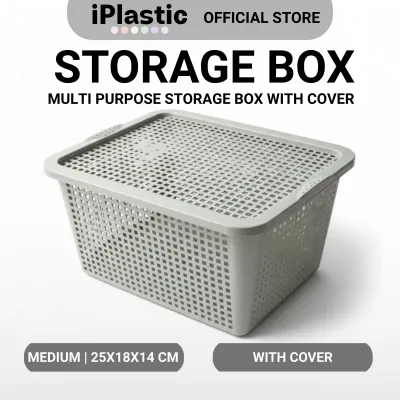 iPlastic. 3 Pieces Storage Box Rectangular with cover Basket Organizer / Tray Organizer