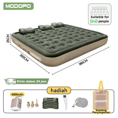 MODOFO kasur angin kasur pompa angin otomatis Matras Tidur Kasur Angin Bisa Tahan Inflatable Bed Tiup Tidur Tiup Otomatis untuk Rumah Ganda Kasur Udara Luar Ruangan Dapat Dilipat Portabel Inflatable Bed Pompa Tiup Double Air Bed
