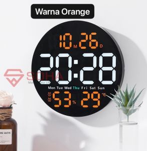JD-5501 Jam Bulat LED Besar Digital Humidity Kelembapan Dapat Remote Kombinasi Warna Ada Tanggal Cina Lunar