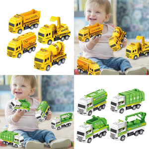 Funny Baby Car Toy Mini Inertia Truck with Optional Excavator/Sanitation/Garbage Truck Kids Favor Education Playset Gift
