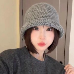 OUREAL Cạnh cuốn Mũ len kiểu ngư dân màu đơn sắc Bảo vệ tai Mũ len Thời trang Vải dệt thô Mũ mùa đông Mùa Thu và Mùa Đông