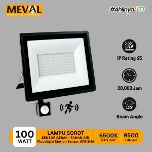 MEVAL Lampu Sorot LED Flood Light Sensor Gerak Tahan Air