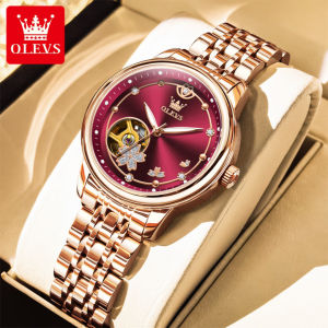 OLEVS 6732 Women Fashion Mechanical Watch Gift Round-dial Stainless Steel Watchband Wristwatch Luminous