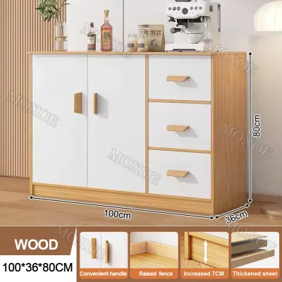 【On Hand】Drawers Cabinet with 3 Doors 3 Drawers Kitchen Storage Cabinet Sideboard Buffets with Storage Enjoying Spacious Countertop 120x36x80cm