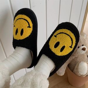 fashion cartoon smile Men and women  thick bottom non-slip cotton slippers home couple  Warm and Thick soled slippers