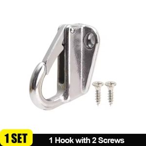 2PCS Stainless Steel Spring Clip Locked Eye Hooks Marine Boat Spring Snap Attach Rope Fending Hook Sail Hardware Tools with Screw