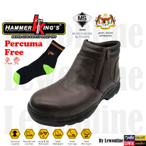 Hammer Kings Normal Safety Shoes 13013 Mid Cut Dual Zipper Steel Toe Cap Leather Working Shoes