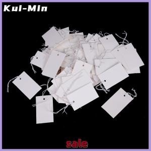 Kui-Min 100Pcs White Paper Jewelry Clothes Label Price Tags With Elastic String 5x3cm