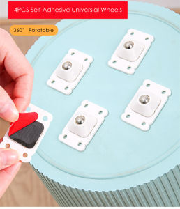 Candy Online Japan 4PCS Mini Self Adhesive Universial Wheels Casters 360° Rotatable Ball Pulley Swivel Casters Small Wheels