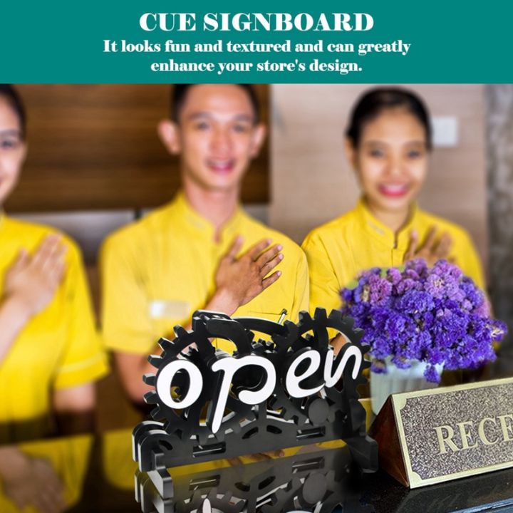 Open-Closed Sign Board Hanging Door Sign Gear Turn over for Shop ...
