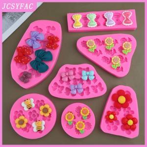 JCSYFAC  Cute Cartoon Flowers Bow Bee Fondant Silicone Molds DIY Cupcake Fondant Cake Decorating Chocolate Candy Baking Mold