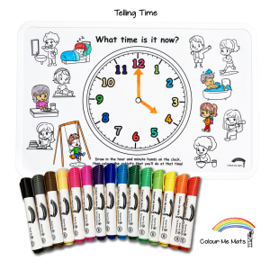 Colour Me Mats - Telling Time - Reusable Silicone Colouring Mats