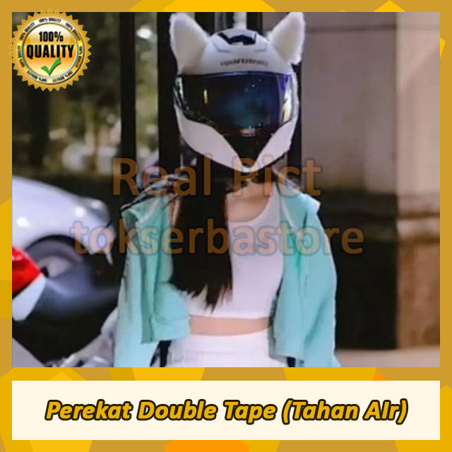 Buat Helm Telinga Kucing isi 2 Bulu korea sepasang kiri kanan harga murah berkualitas telinga kucing helm buat cewe lucu imut semua jenis helm tinggal pasang ada perekatnya