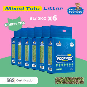 PooPNGo 99.99% Premium Quality 6 Packs Bundles Mixed Tofu Cat Litter 2KG/6L 70% Tofu 30% Bentonite