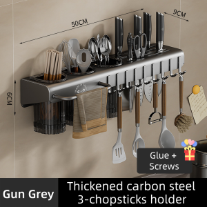 40cm Knife Holder Chopstick Holder Knife Multifunctional Storage Rack Free Perforation Wall Mounted Kitchen Rack Kitcken Accessories and Organizers