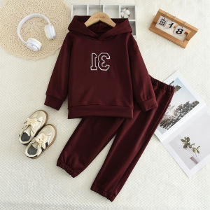 Bear Leader Childrens Clothing Sets Letter Casual Kids Clohes Fashion Suit 3-7 Years Old Hooded Sweatshirt + Solid Color Pants Two-piece Set Girls Boys Sportswear