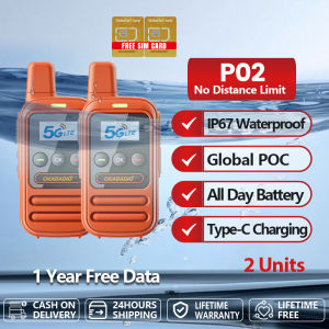 OKARADIO P02 Walkie Talkie IP67 Waterproof & Dustproof 4G LTE POC Radio FREE SIM Card Included – No Distance Limit Unlimited Range – Industrial Grade Two Way Radio for Construction Site & Security Team