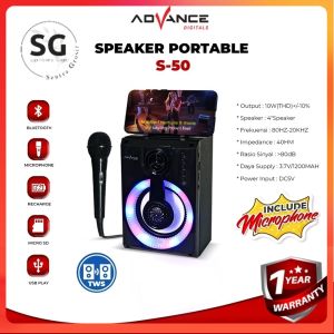 Advance Speaker Bluetooth S50 Gratis Mic Karoke Garansi 1 Tahun