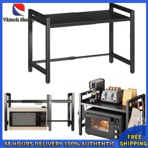Vktech Kitchen Organization Microwave Rack Expandable with Multiple Shelves for Countertop