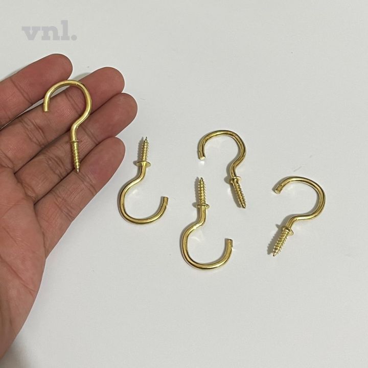 5 PCS Hook Screw Gold Color SMALL, Screw-in Ceiling Hook, Cup Hooks