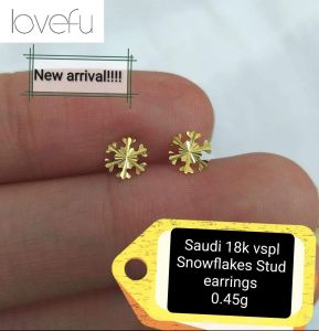 Pawnable 18k Saudi Gold Snowflakes Lightweight Earrings