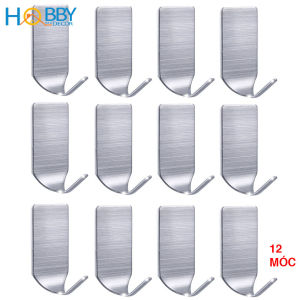 Combo 12 móc treo đồ dán tường gạch men kính HOBBY V11512 có sẵn keo dán 3M siêu dính