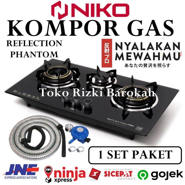 Kompor Gas Kaca Tungku Niko Reflection Pro Phantom Bonus Selang Gas Rgulator Kompor Gas