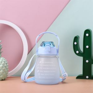 【COD】1300ML Large Capacity Frosted Water Bottle With Straw Crossbody Carrying Handle Outdoor Sports Gym Fitness On-go Trip Portable drop-resistant Drinking Jug