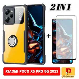 TEMPERED GLASS BLACK EDGE + CASE RING SHOCKPROOF TRANSPARENT XIAOMI POCO X5 PRO 5G / POCO F5 / POCO X5 5G / POCO M5S