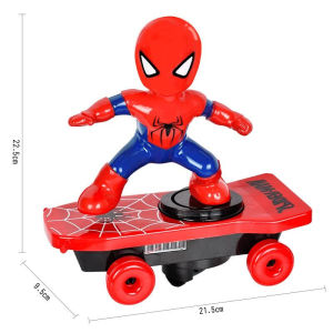 Christmas Gift The Avengers Spiderman Automatic Flip Rotation Skateboard Acousto-optic Car Electric Music Toy Stunt Spiderman Scooters Toys Car