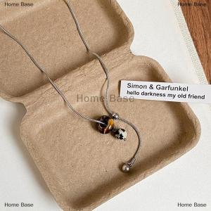 [COD] Home Base Fashion Tiger Eye Stone Pendant Pull-Out Necklace For Women Long Sweater Chain Retro Jewelry Accessories