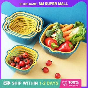 【Thickened】Japan 2-in-1 Kitchen Filter Basket Dual-layer Fruit Vegetable Washing Colander Strainer with Handles