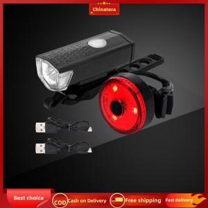 [Chinatera Malll]Bike Tail Light & Headlight Bike Rear Light Rechargeable Cycling Tail Lamp LED Riding Warning Light for Outdoor Cycling