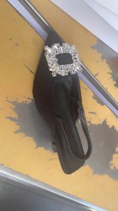 Free Shipping Baotou WomenS Sandals 2026 Summer Rhinestone Square Buckle Open-Back Stiletto High-Heeled Pointed-Toe Pumps