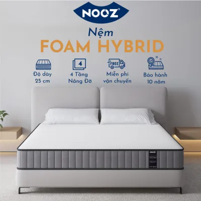 Nệm NOOZ Hybrid 25cm Đệm Foam Cao Su Non Kết Hợp Lò Xo Túi Độc Lập NOOZ Home Goods Mattress