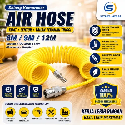 selang recoil 12M-9M-6M-4.5M meter selang kompresor selang spiral YUKIDO
