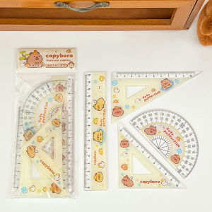 S23  ไม้บรรทัดลายคาปิบาร่า  ชุดไม้บรรทัด4ชิ้น เครื่องเขียนของนักเรียน พร้อมส่ง