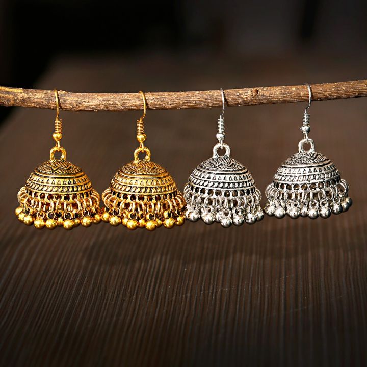 Ethnic Jhumka Jhumki Birdcage Carved Drop Dangle Earrings For